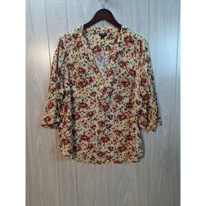 Torrid Top Womens 2X Floral Babydoll Twill Smocked Button Up Tunic Boho